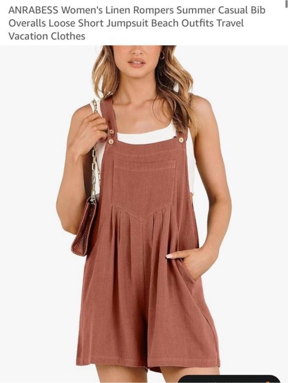 Linen overall shorts